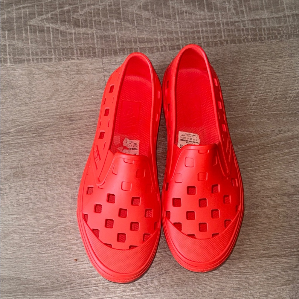 Vans Bright Red Slip-On Ventilated Flats - Picture 2 of 9